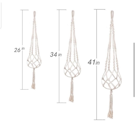🆕3pc Modern BÖHÖ Macramé Plant Hangers Uniquely Hand Crafted [Indoors/Outdoors] - Picture 7 of 16